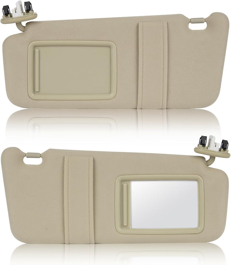 AEagle Left & Right Sun Visor with Light for Toyota Camry 2007-2011 with Sunroof, Driver & Passenger Side Beige Sunvisor Replace 74320-06800-B0 74310-06800-B0 - Image 1